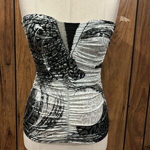 Black and White Strapless Top women’s size Small